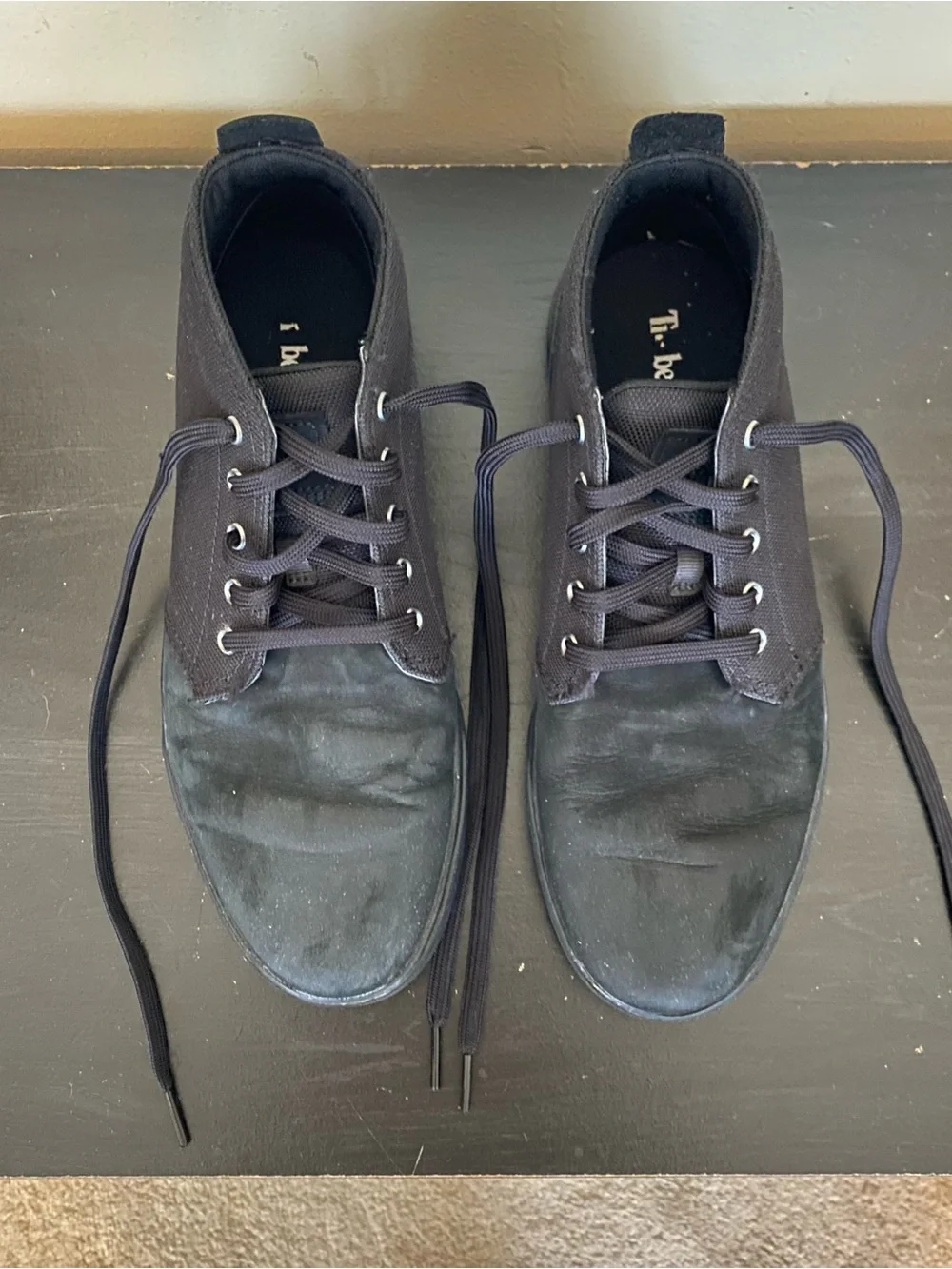 Timberland Men's 7.5 Groveton Shoes Leather & Canvas Fabric Chukka Blackout